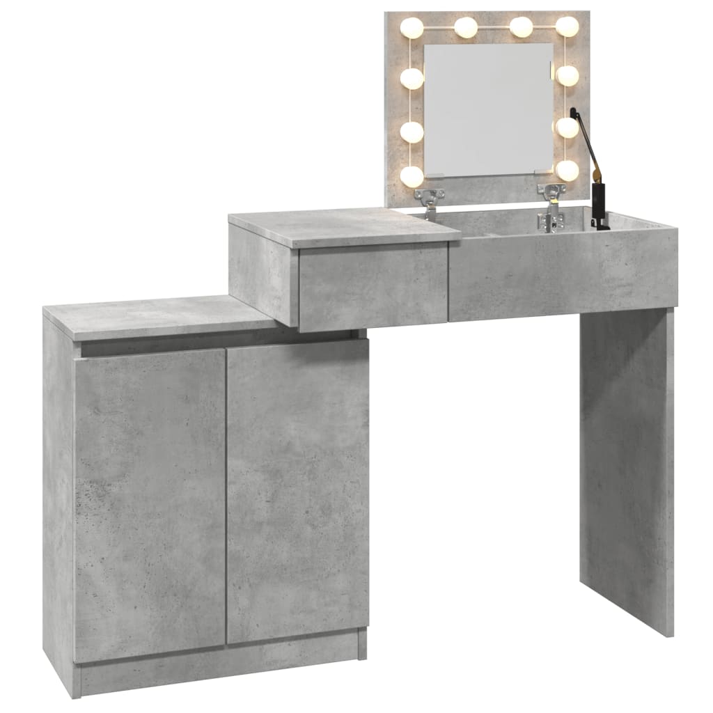 Dressing table with LED lighting concrete grey 115x37x110.5 cm