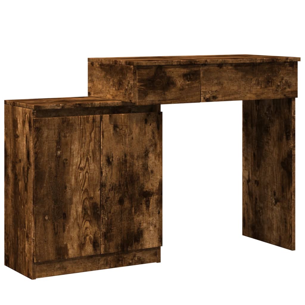 Dressing table with LED lighting smoked oak 115x37x110.5 cm