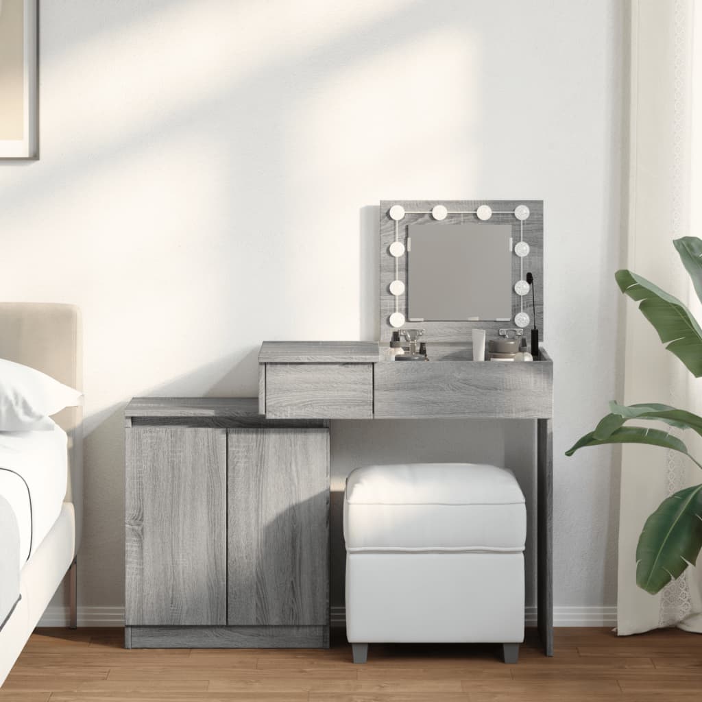 Dressing table with LED lighting Gray Sonoma 115x37x110.5 cm