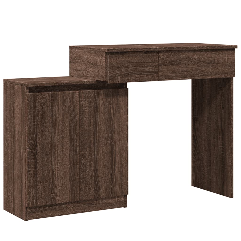 Dressing table with LED lighting brown oak 115x37x110.5 cm