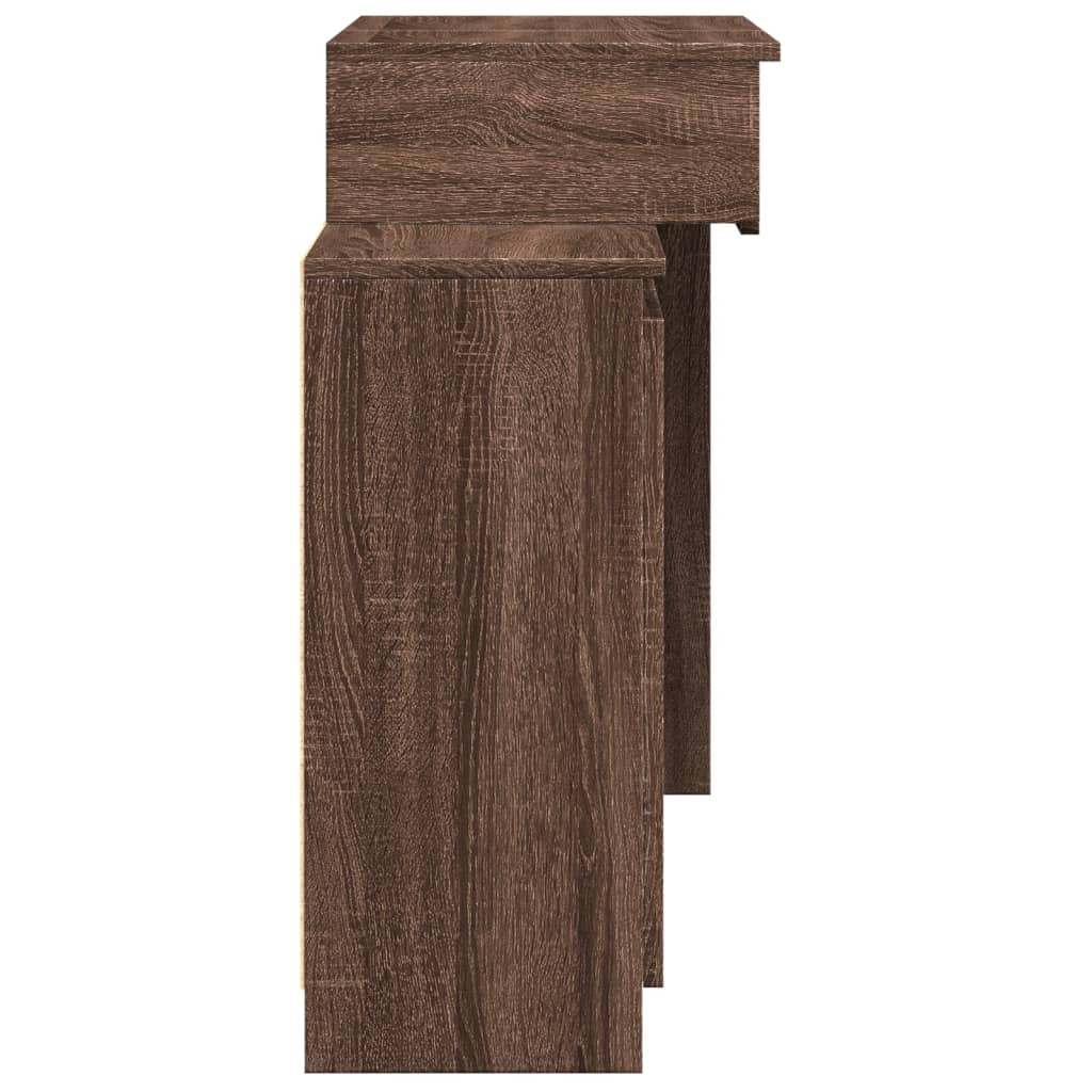 Dressing table with LED lighting brown oak 115x37x110.5 cm