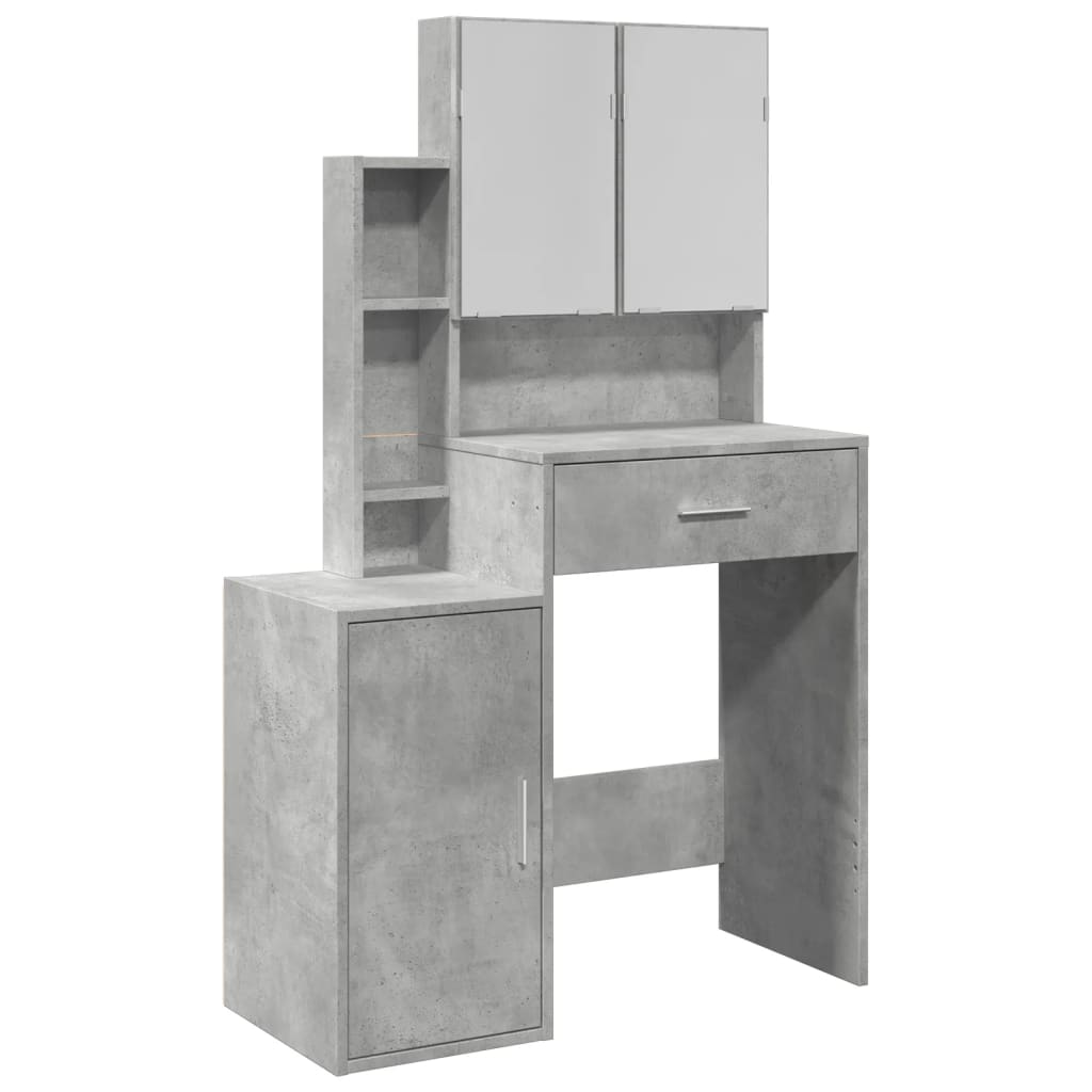 Dressing Table with Cabinet Concrete Grey 80x35x132 cm