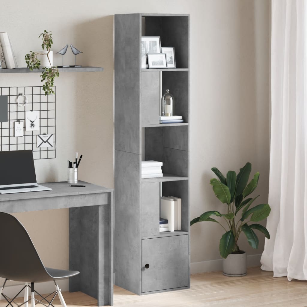 Bookshelf Concrete Grey 40x36x189 cm Wood Material