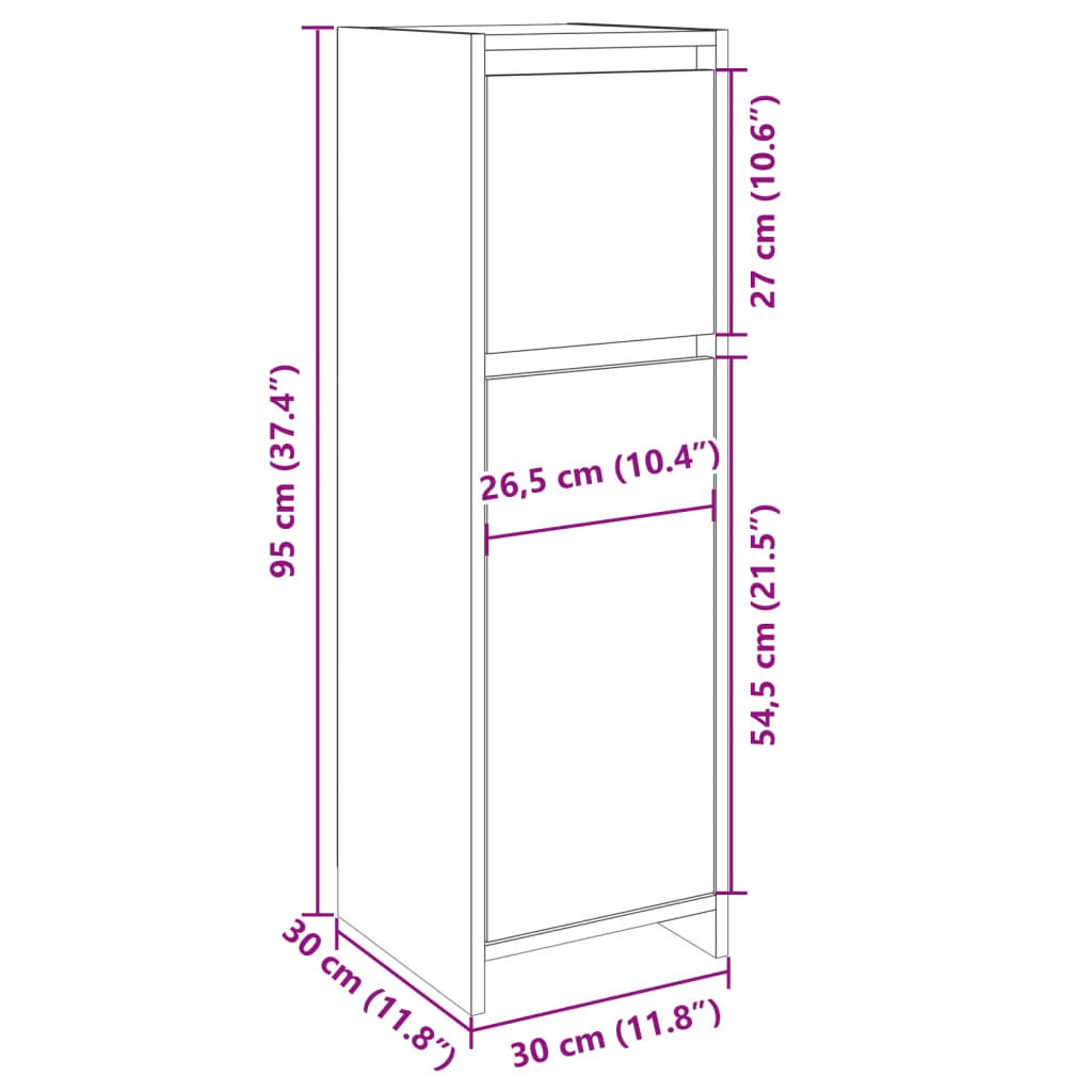 Bathroom Cabinet Sonoma Oak 30x30x95 cm Wood Material