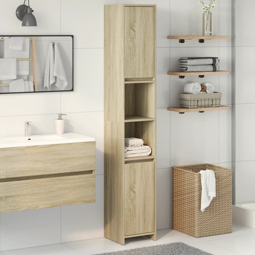 Bathroom Cabinet Sonoma Oak 30x30x183.5 cm Wood Material