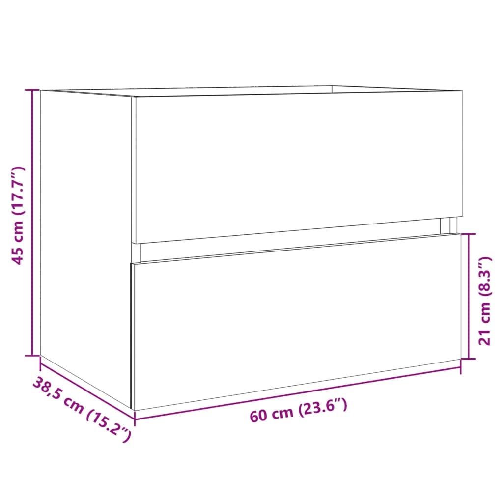 Washbasin base cabinet Sonoma oak 60x38.5x45cm wood material