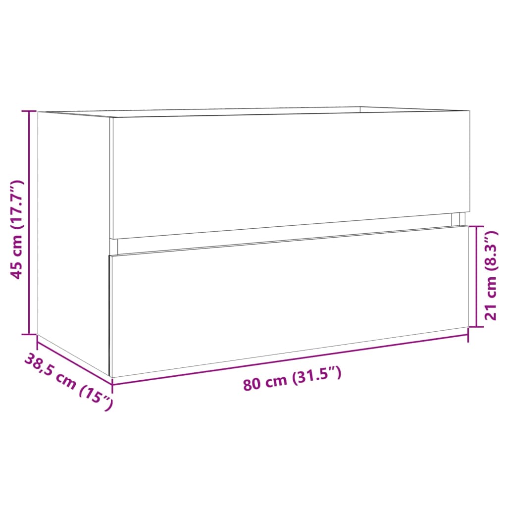 Washbasin base cabinet Sonoma oak 80x38.5x45cm wood material