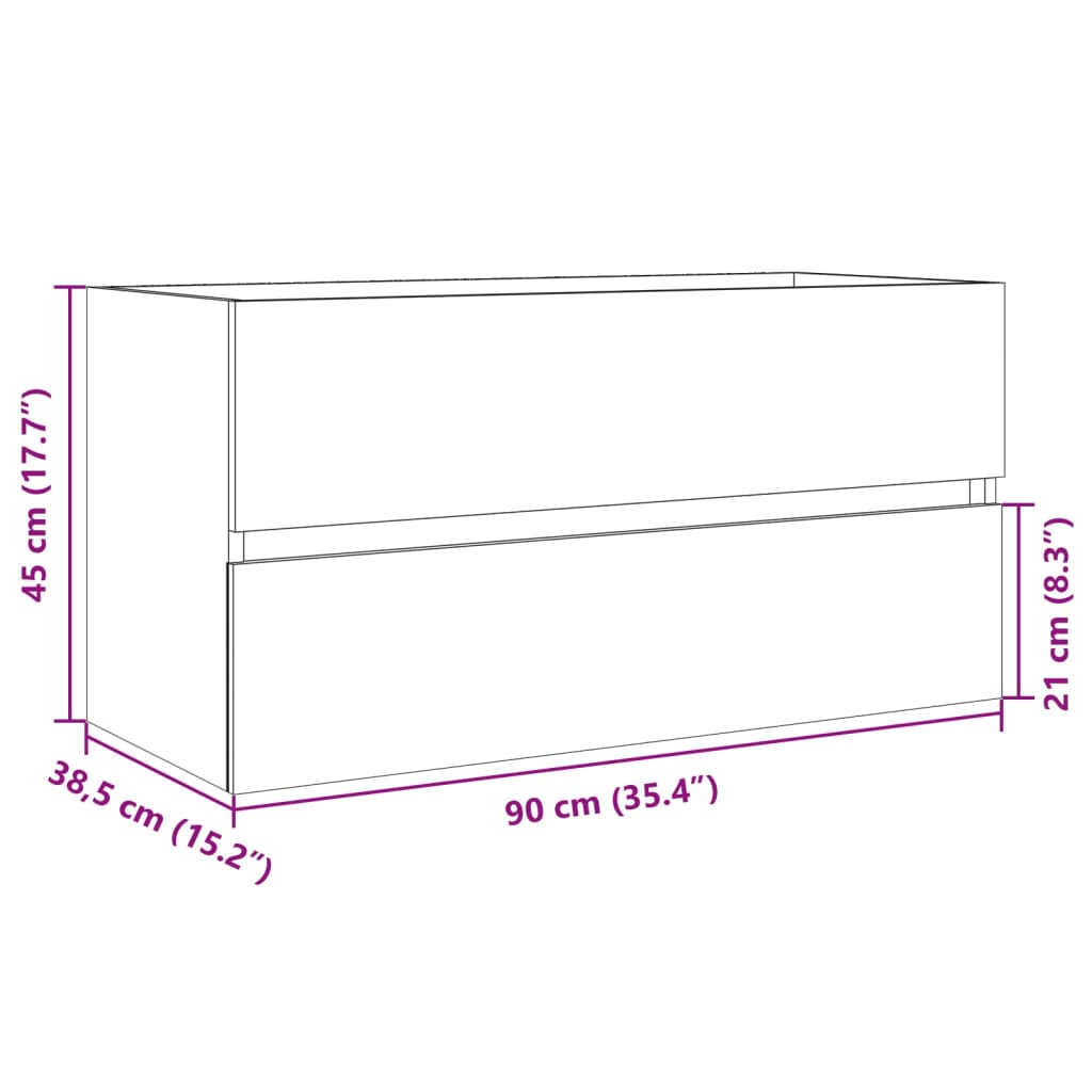 Washbasin base cabinet Sonoma oak 90x38.5x45cm wood material