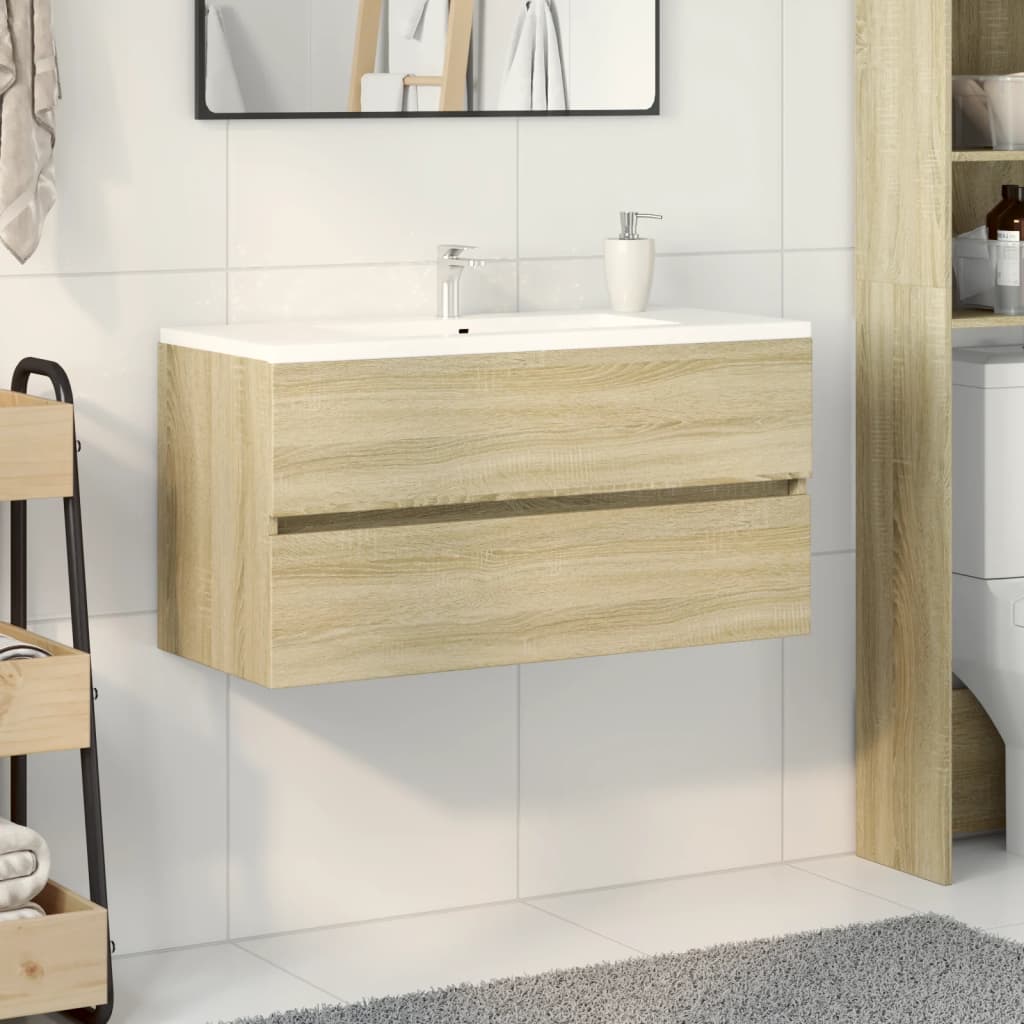 Washbasin base cabinet Sonoma oak 90x38.5x45cm wood material