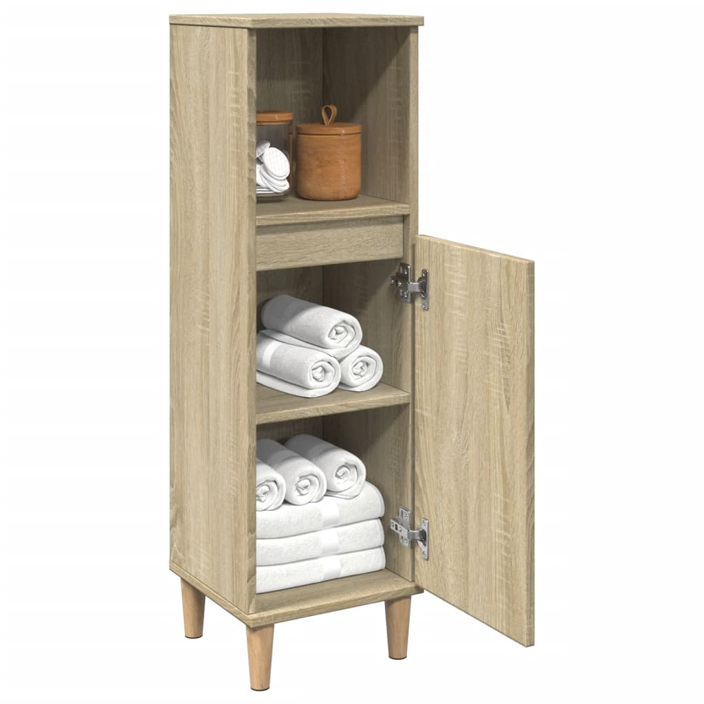 Bathroom Cabinet Sonoma Oak 30x30x100 cm Wood Material