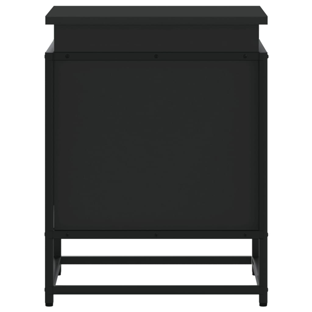 Storage box with lid black 40x40x51.5 cm wood material