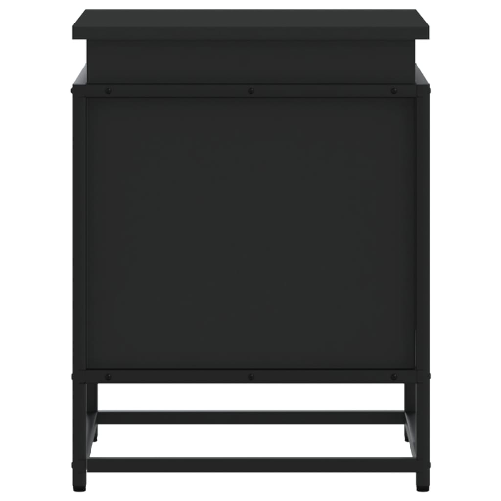 Storage box with lid black 40x40x51.5 cm wood material