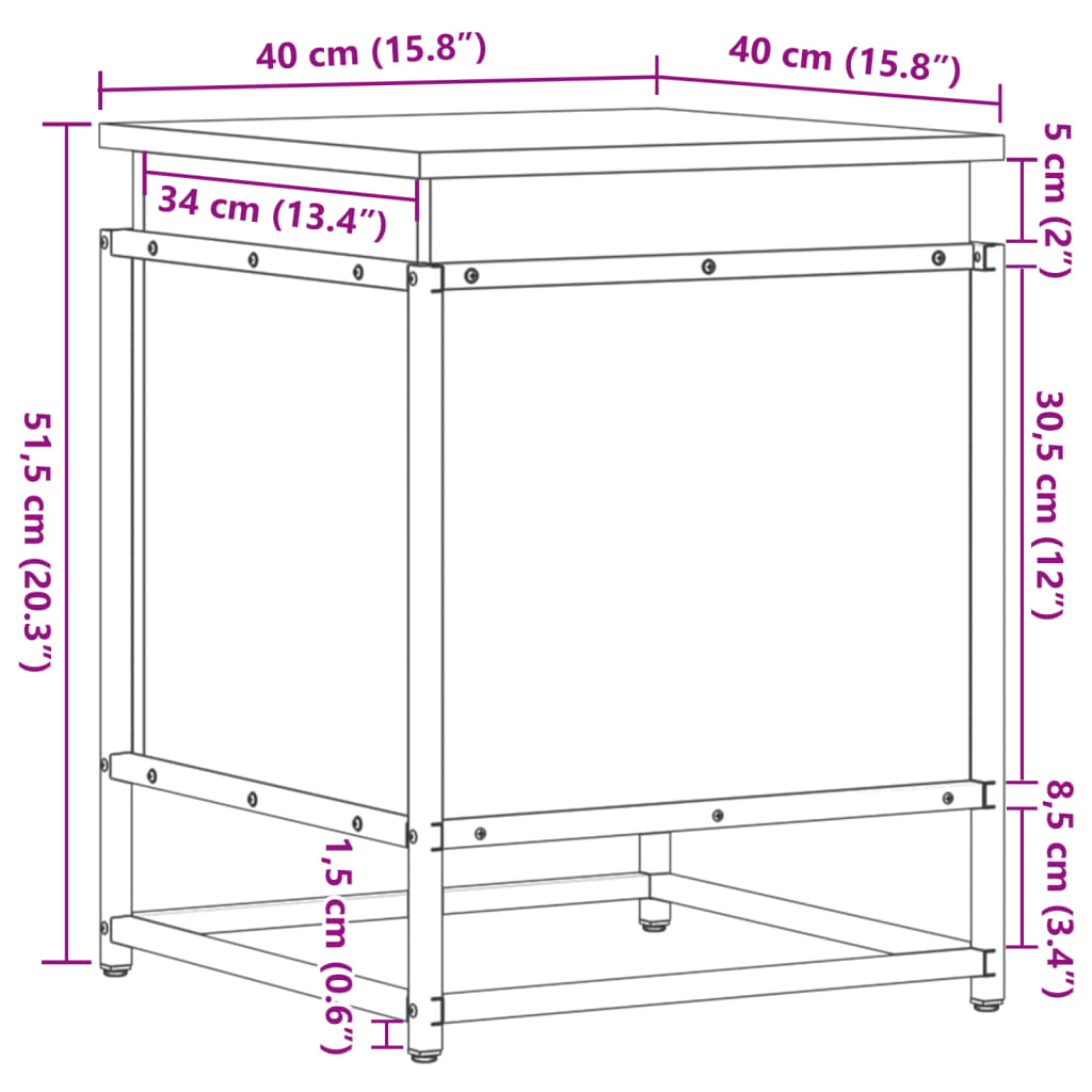 Storage box with lid black 40x40x51.5 cm wood material