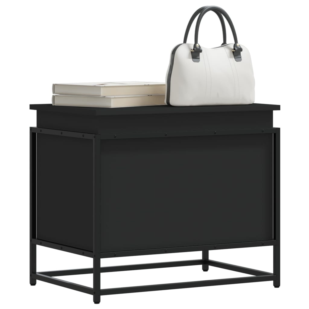 Storage box with lid black 60x40x51.5 cm wood material