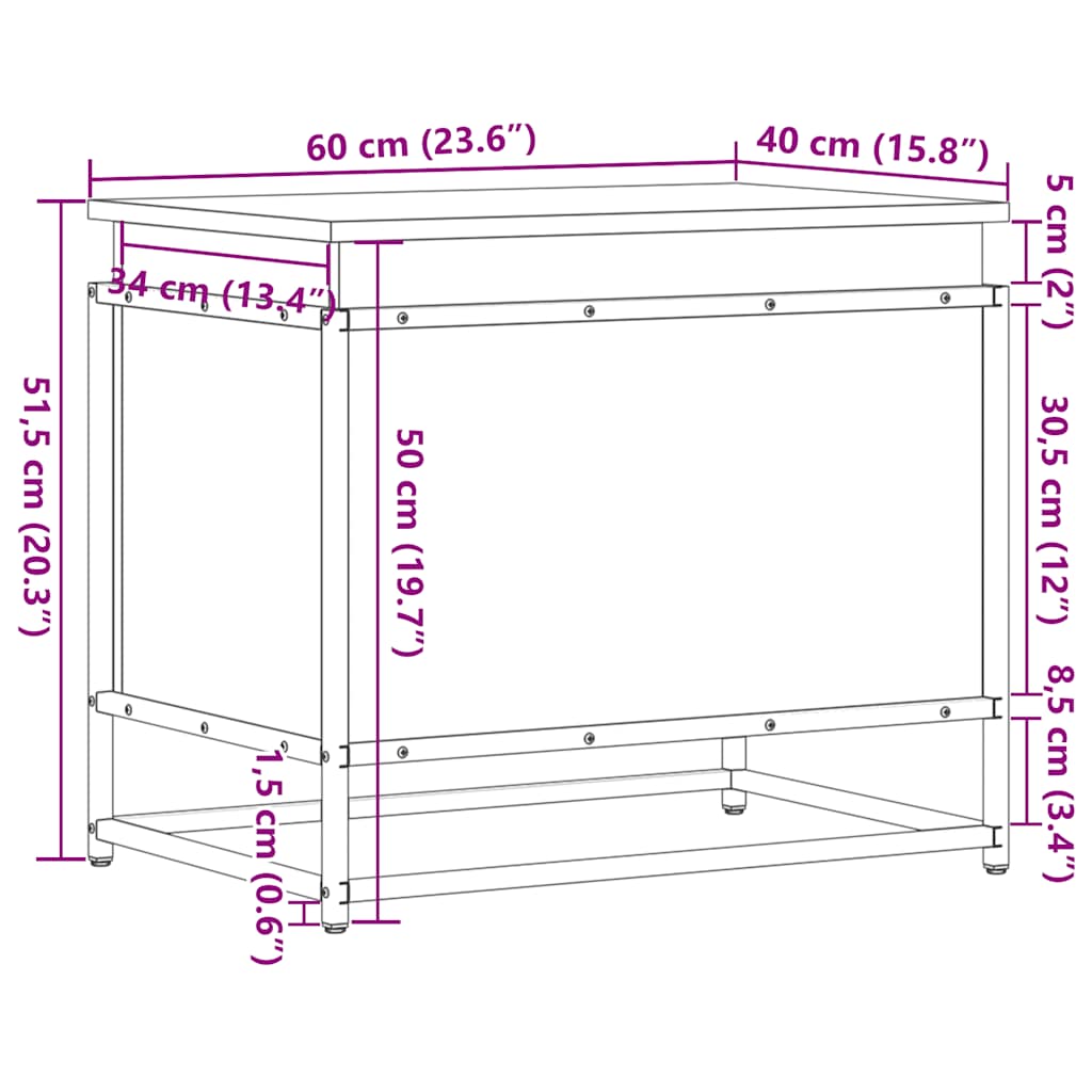 Aufbewahrungsbox mit Deckel Eichen-Optik 60x40x51,5 cm