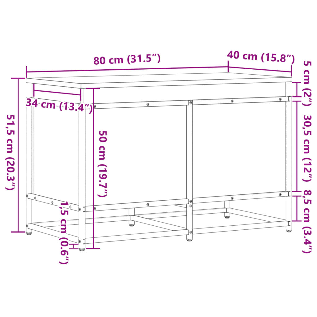 Storage box with lid Sonoma 80x40x51.5 cm wood material