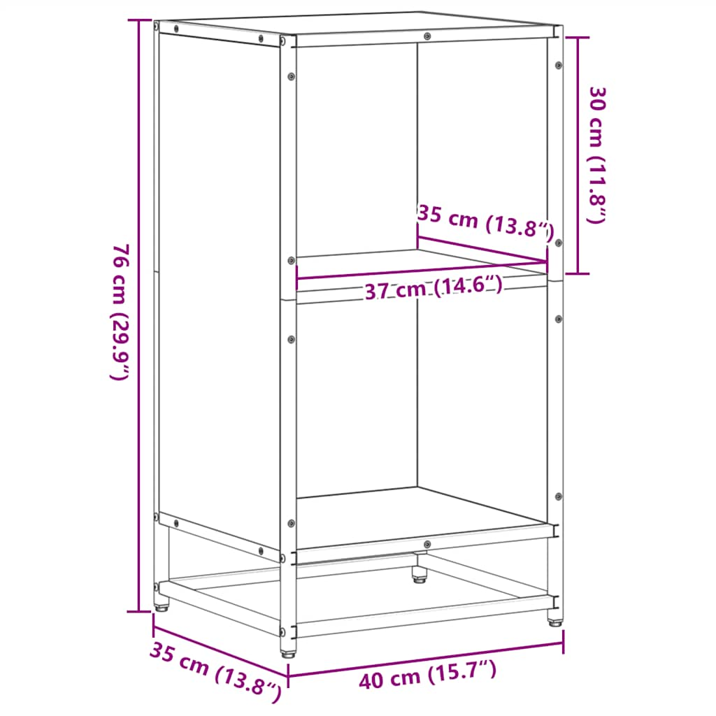 Bookshelf Black 40x35x76 cm Wood Material