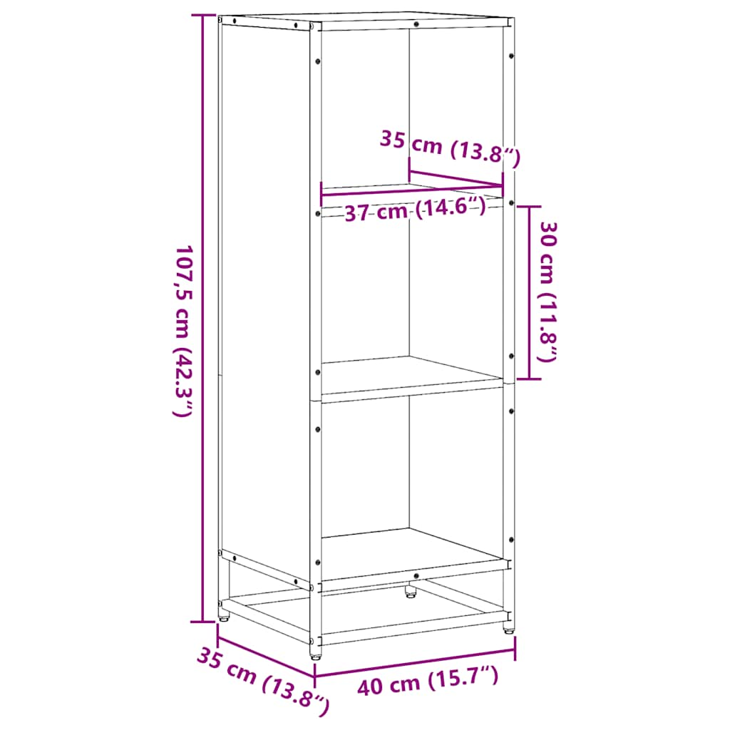 Bookshelf Black 40x35x107.5 cm Wood Material