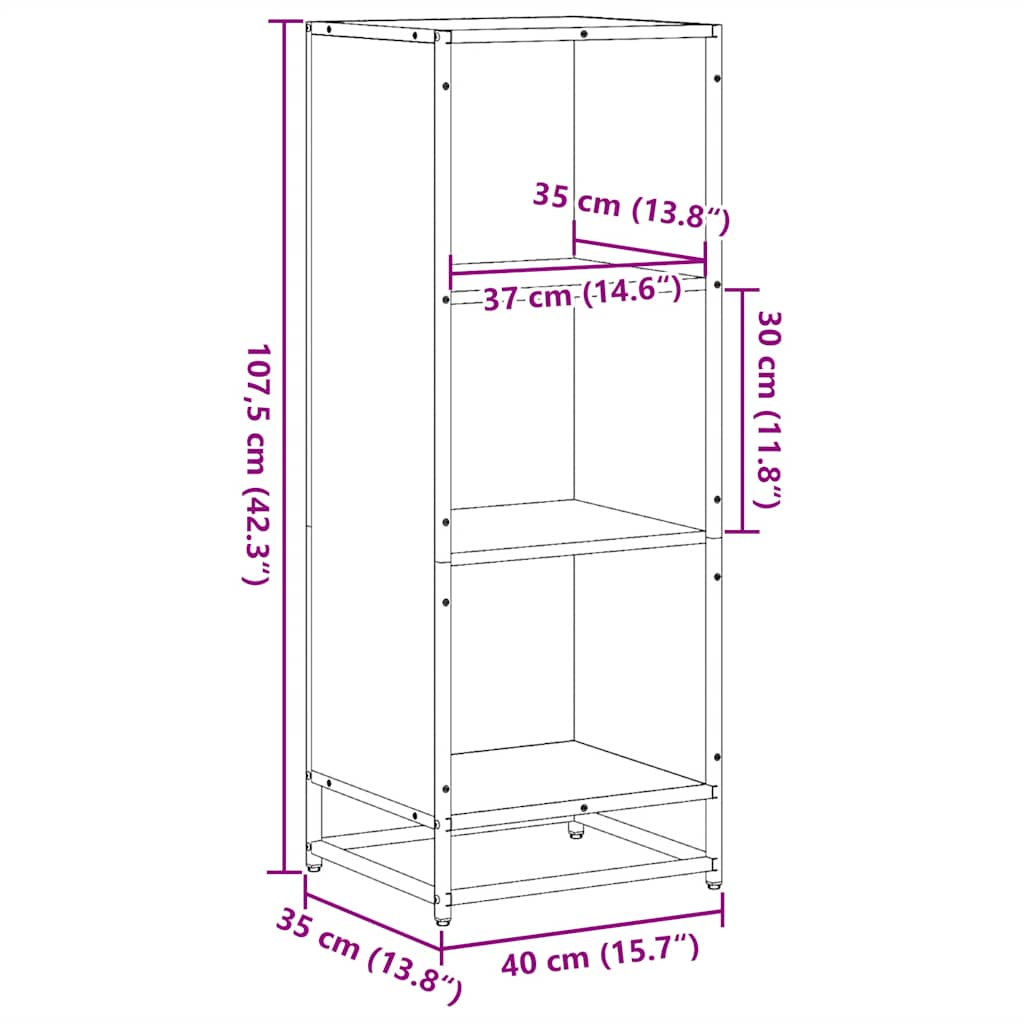 Bookshelf Gray Sonoma 40x35x107.5 cm Wood Material