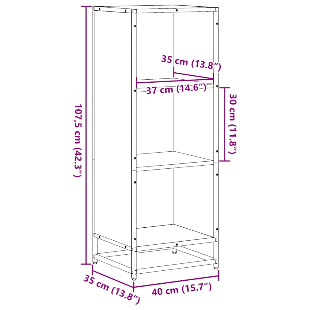 Bookshelf Brown Oak Look 40x35x107.5 cm Wood Material