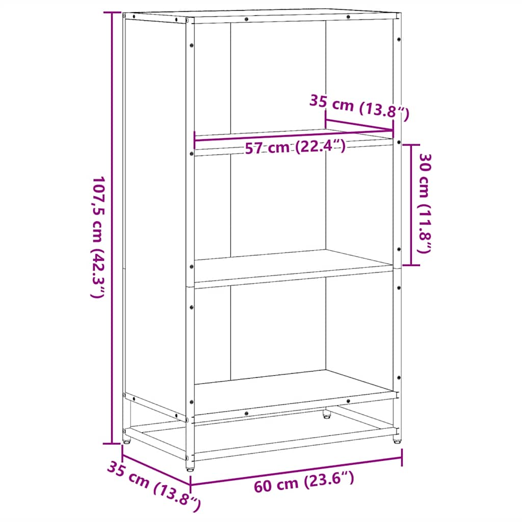 Bookshelf Black 60x35x107.5 cm Wood Material