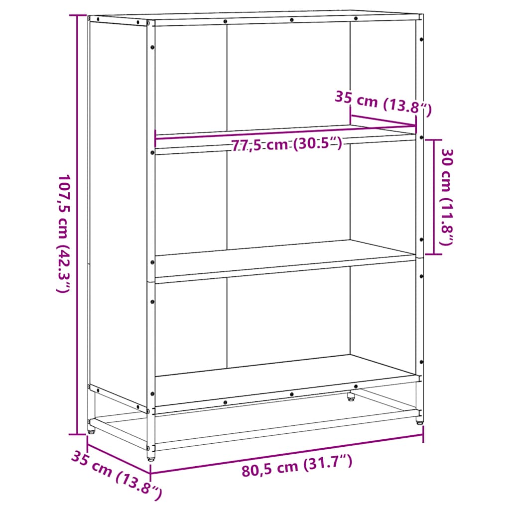 Bücherregal Räuchereiche 80,5x35x107,5 cm Holzwerkstoff