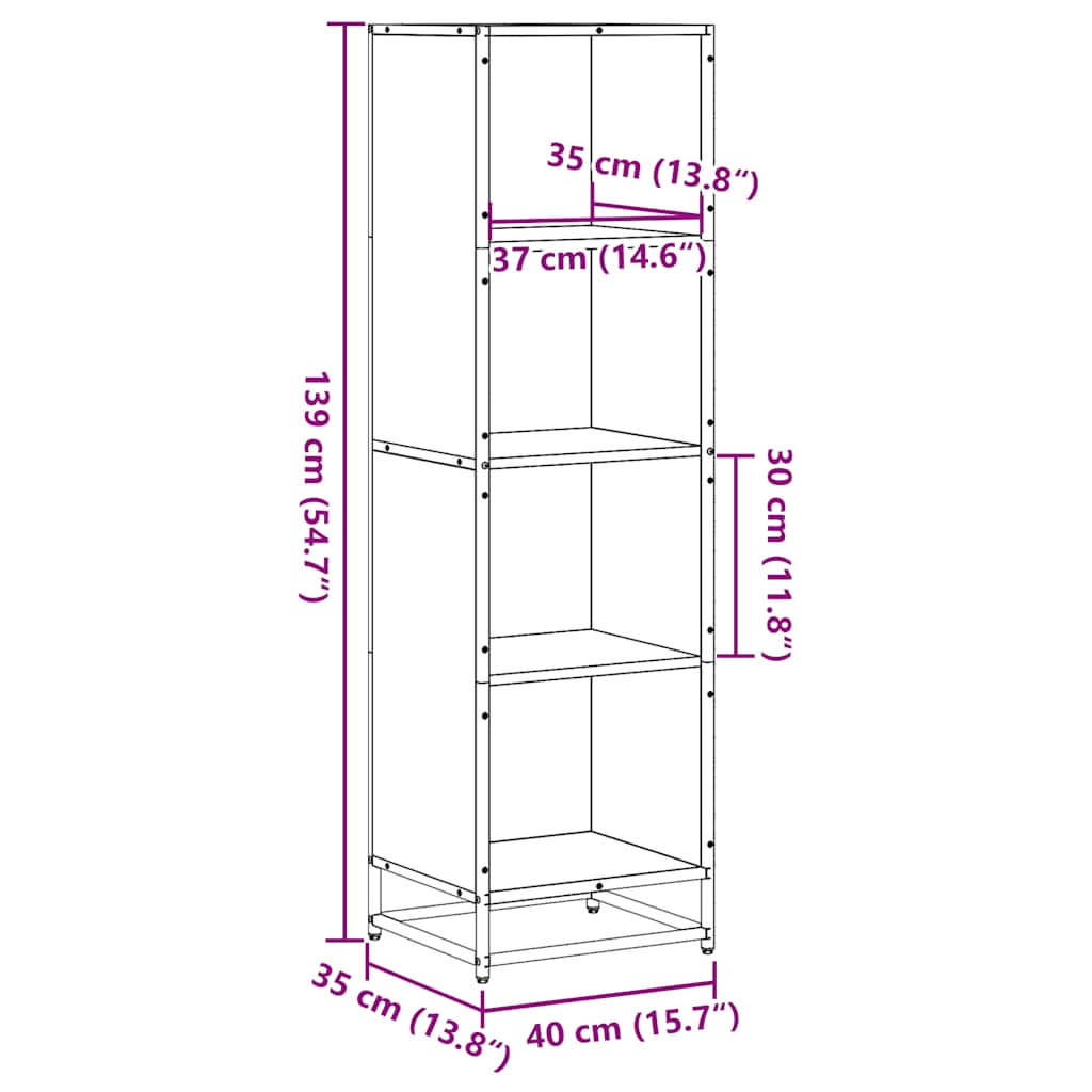 Bookshelf Gray Sonoma 40x35x139 cm Wood Material