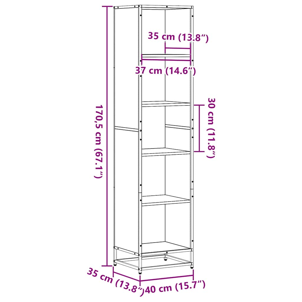 Bookshelf Sonoma Oak 40x35x170.5 cm Wood Material