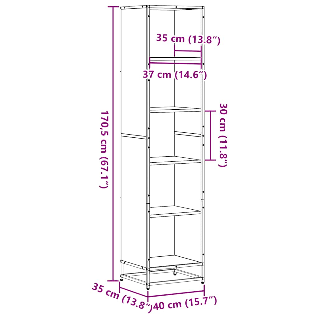 Bücherregal Grau Sonoma 40x35x170,5 cm Holzwerkstoff