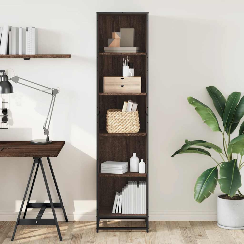 Bookshelf Brown Oak Look 40x35x170.5 cm Wood Material