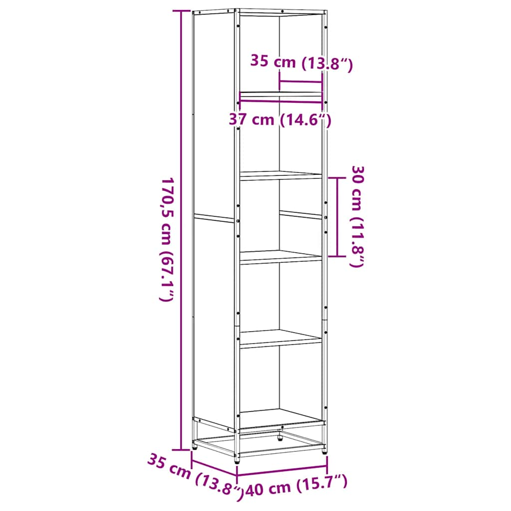 Bücherregal Braun Eichen-Optik 40x35x170,5 cm Holzwerkstoff