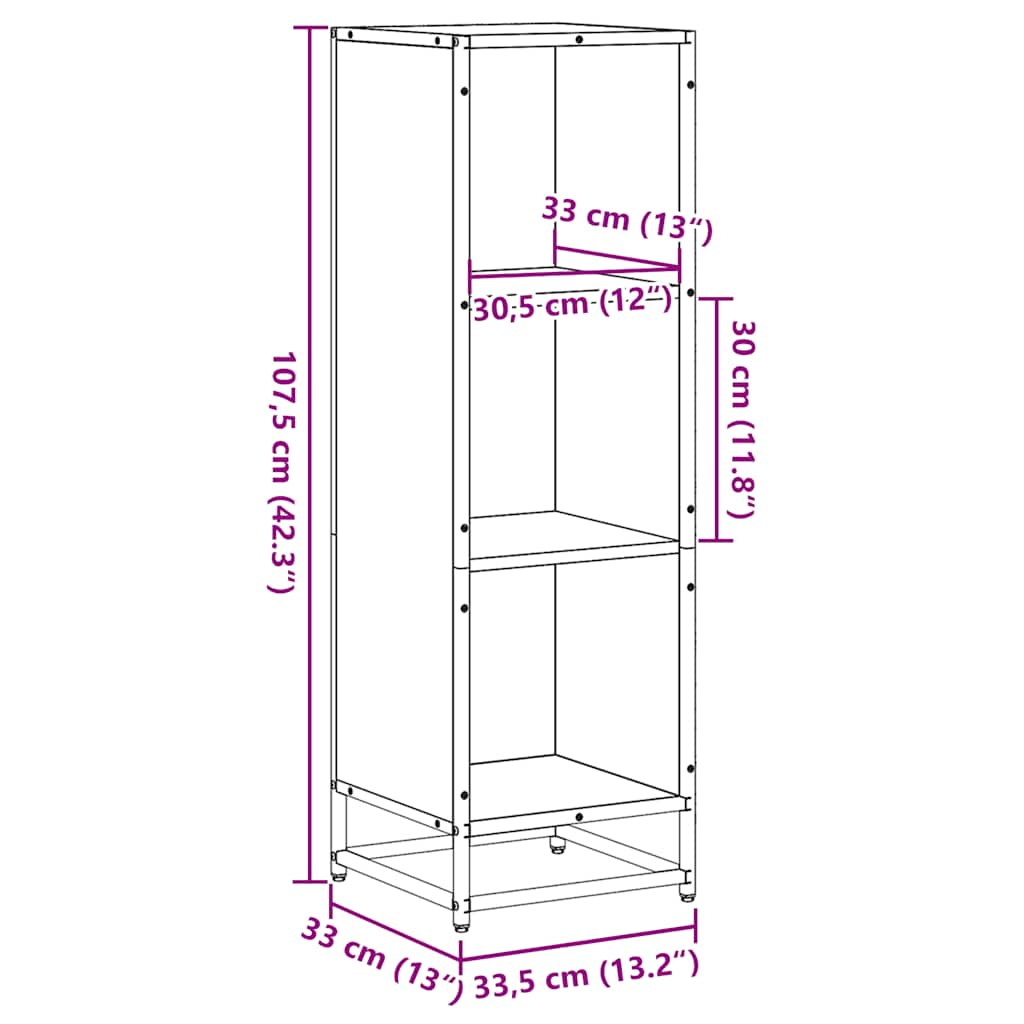 Bookshelf Smoked Oak 33.5x33x107.5 cm Wood Material