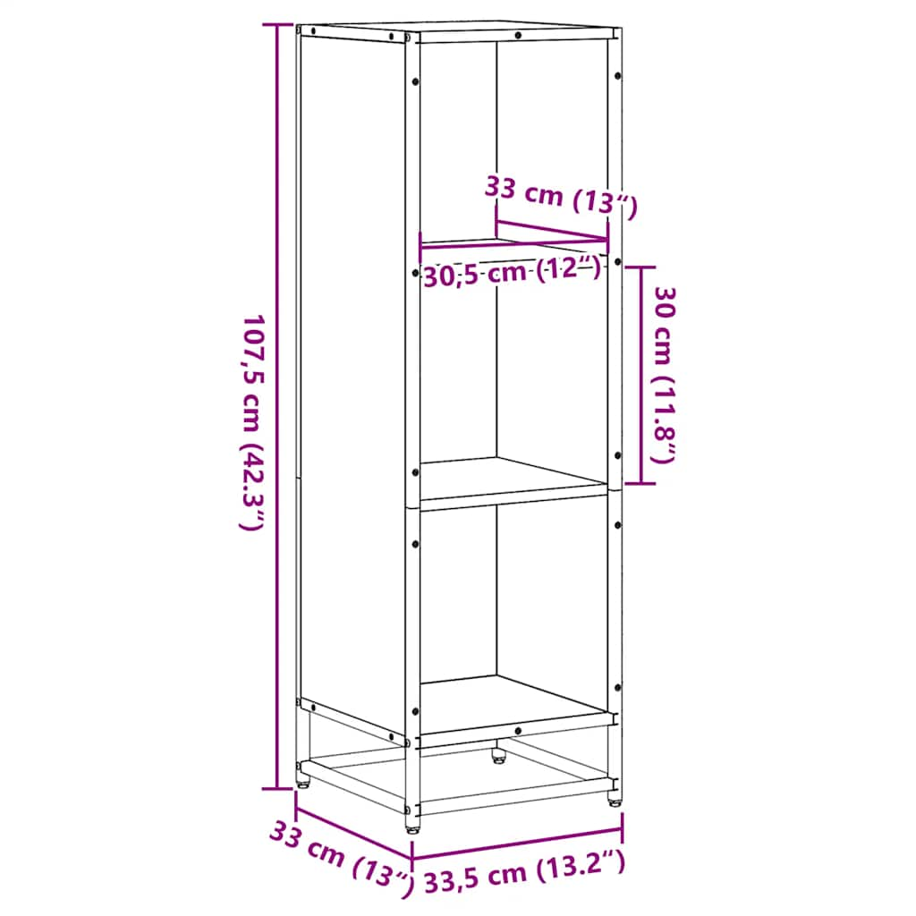 Bookshelf Brown Oak Look 33.5x33x107.5 cm Wood Material