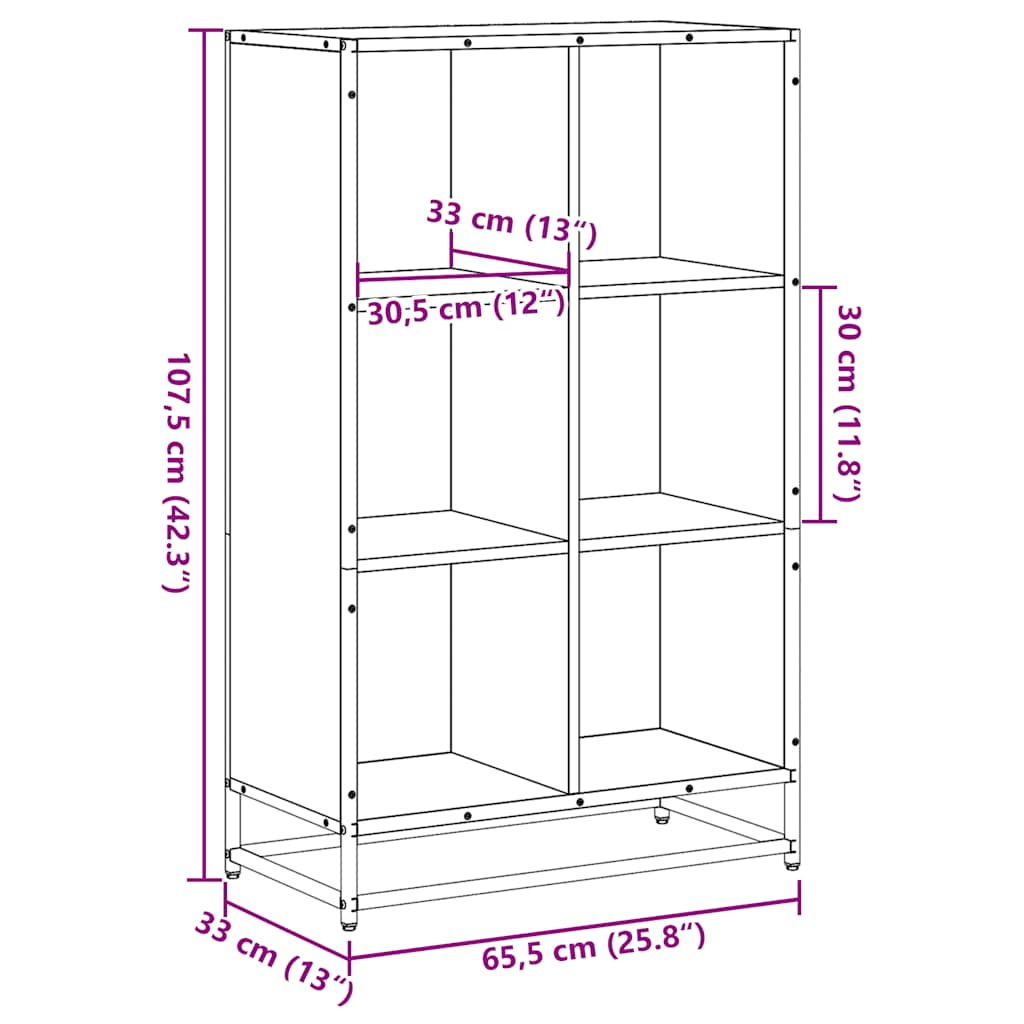 Bücherregal Schwarz 65,5x33x107,5 cm Holzwerkstoff