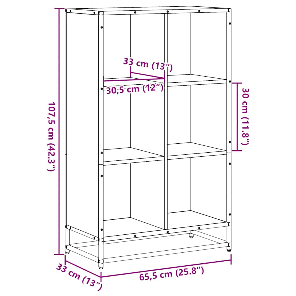 Bookshelf Sonoma Oak 65.5x33x107.5 cm Wood Material