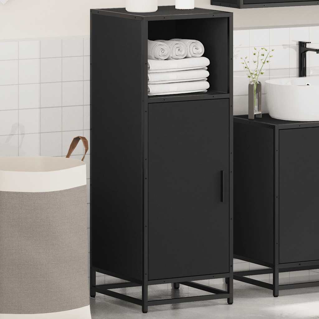 Bathroom Cabinet Black 35x37.5x100 cm Wood Material