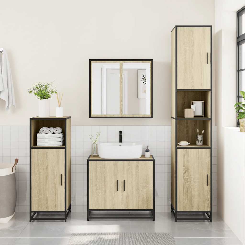 Bathroom Cabinet Sonoma Oak 35x37.5x100 cm Wood Material