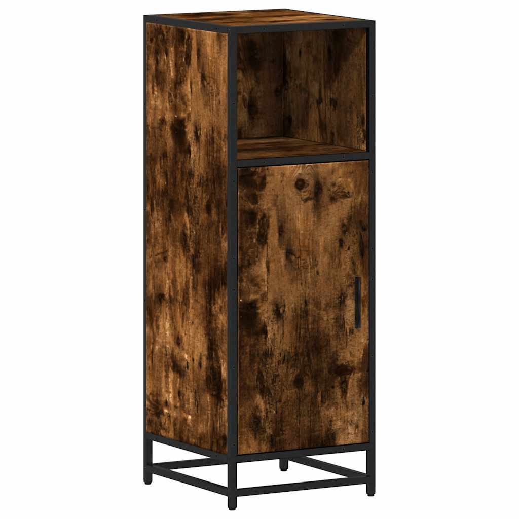 Bathroom Cabinet Smoked Oak 35x37.5x100 cm Wood Material