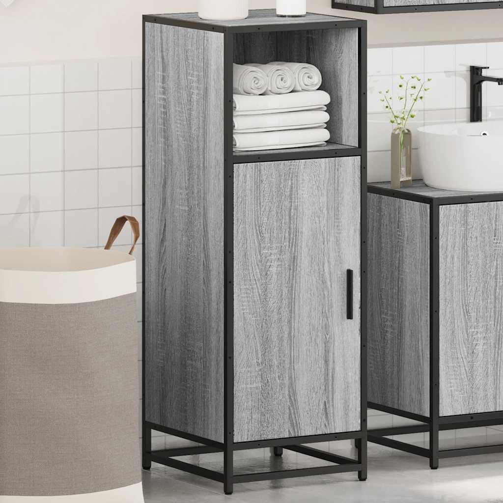 Bathroom Cabinet Gray Sonoma 35x37.5x100 cm Wood Material