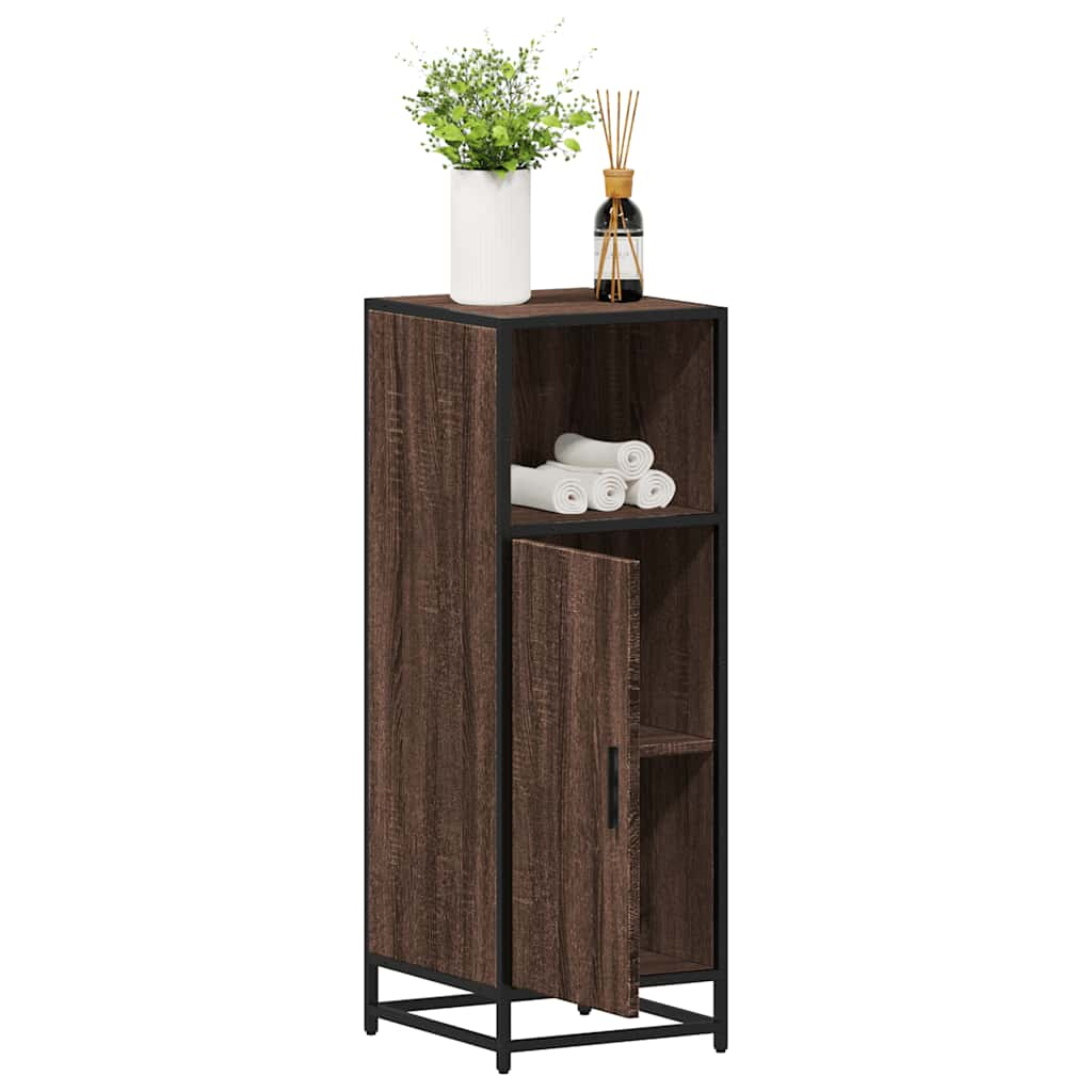 Bathroom Cabinet Brown Oak Look 35x37.5x100 cm Wood Material