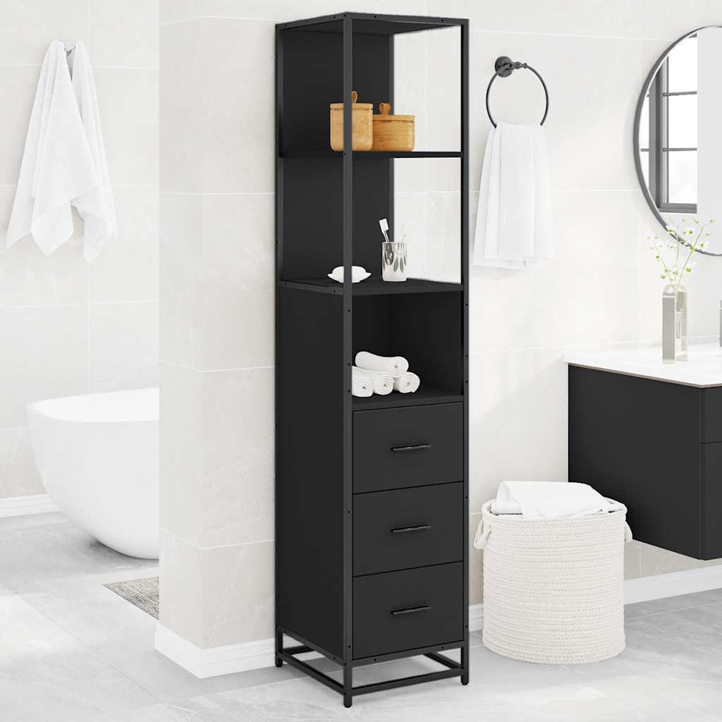 Bathroom Cabinet Black 35x37.5x166 cm Wood Material