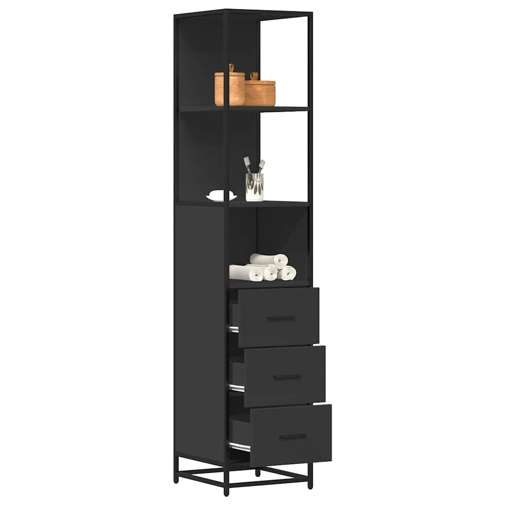 Bathroom Cabinet Black 35x37.5x166 cm Wood Material