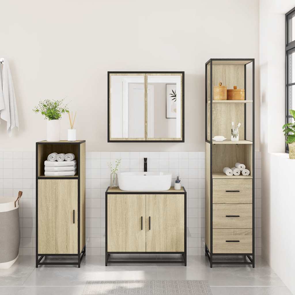 Bathroom Cabinet Sonoma Oak 35x37.5x166 cm Wood Material