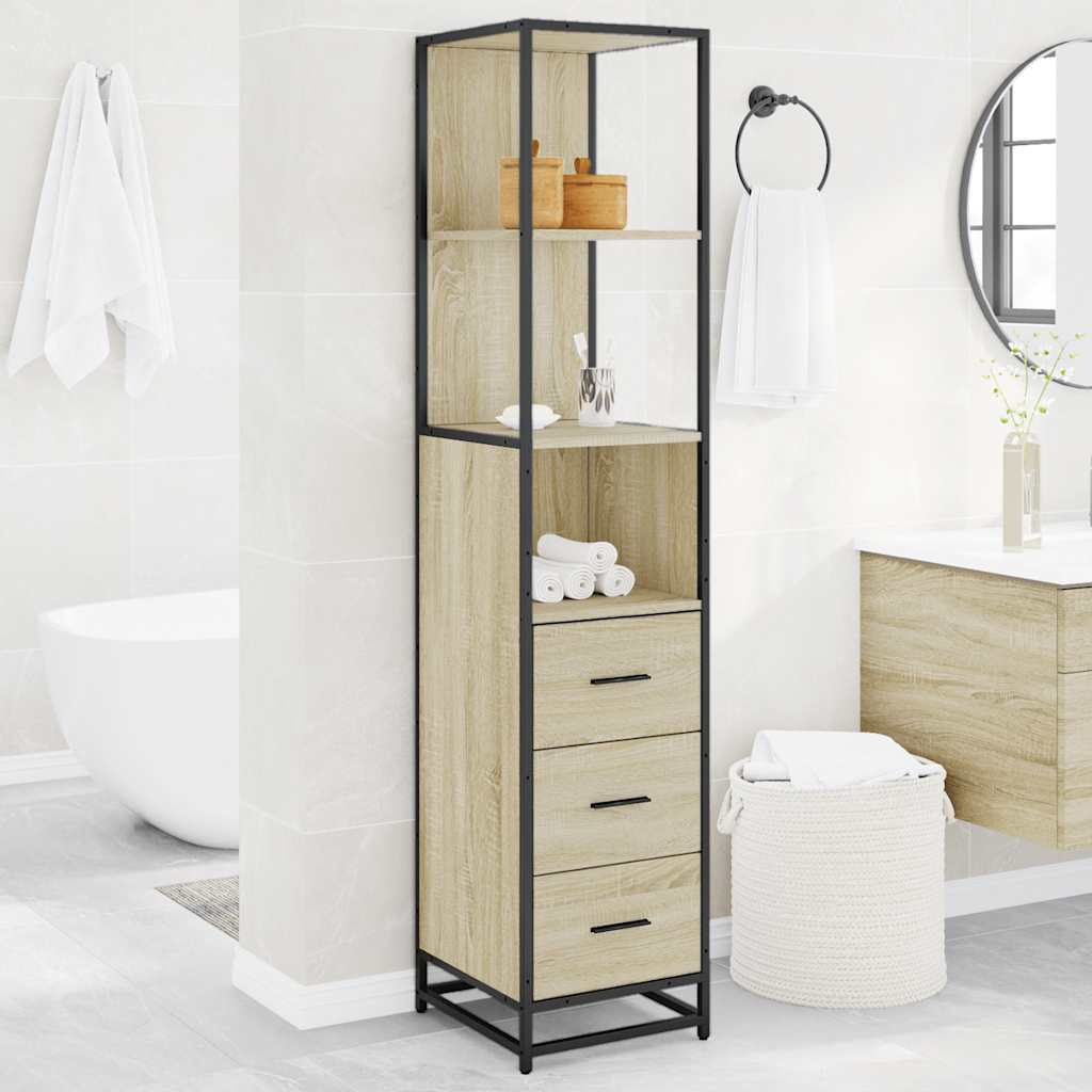 Bathroom Cabinet Sonoma Oak 35x37.5x166 cm Wood Material