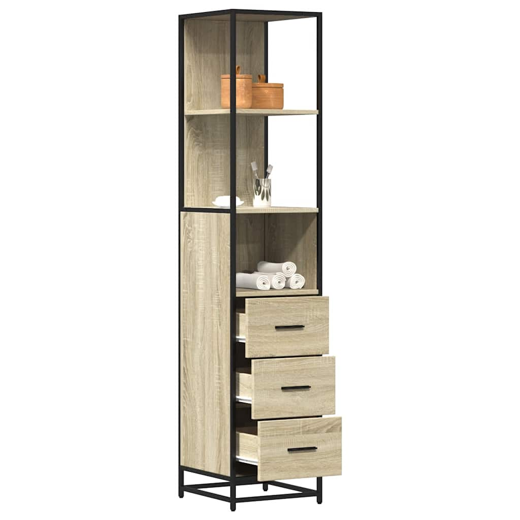 Bathroom Cabinet Sonoma Oak 35x37.5x166 cm Wood Material