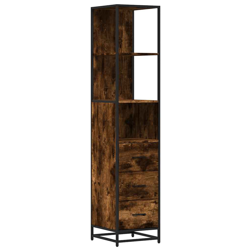 Bathroom Cabinet Smoked Oak 35x37.5x166 cm Wood Material