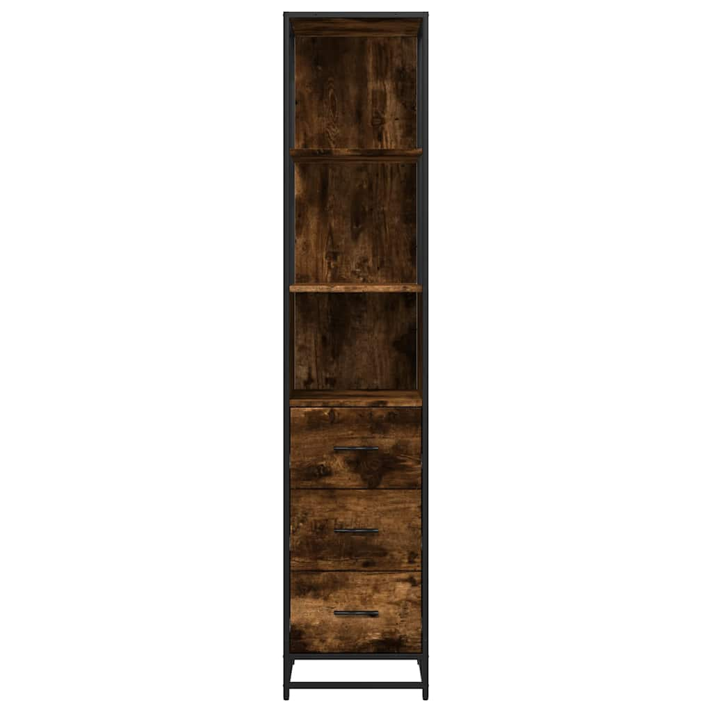 Bathroom Cabinet Smoked Oak 35x37.5x166 cm Wood Material