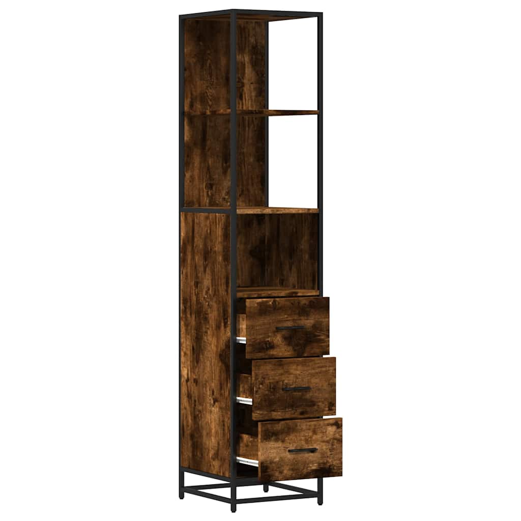 Bathroom Cabinet Smoked Oak 35x37.5x166 cm Wood Material