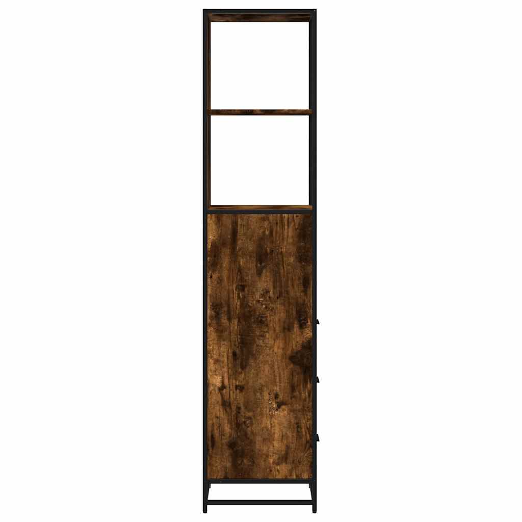 Bathroom Cabinet Smoked Oak 35x37.5x166 cm Wood Material