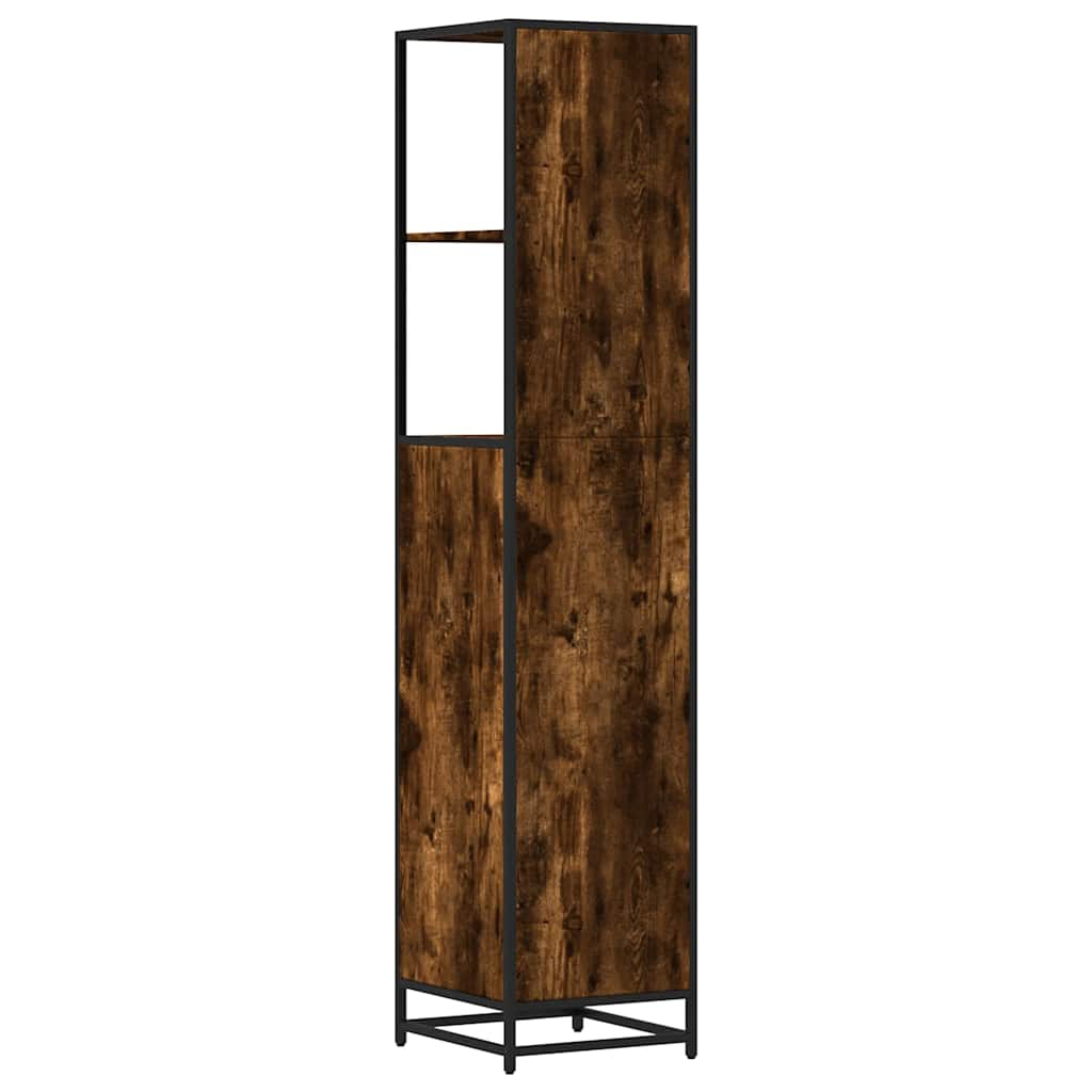 Bathroom Cabinet Smoked Oak 35x37.5x166 cm Wood Material